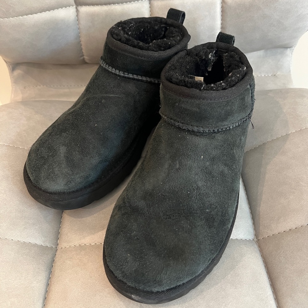 ULTRA MINI BLACK UGGS - size 8